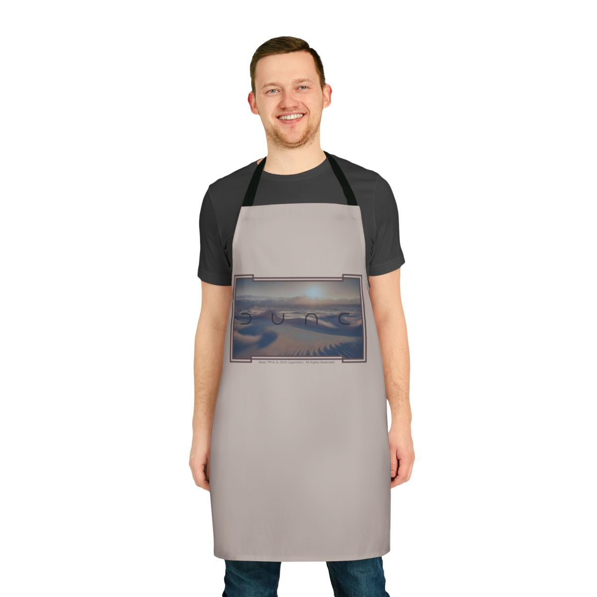 Dune-themed apron featuring a beige and neutral color palette inspired by the sci-fi epic movie.