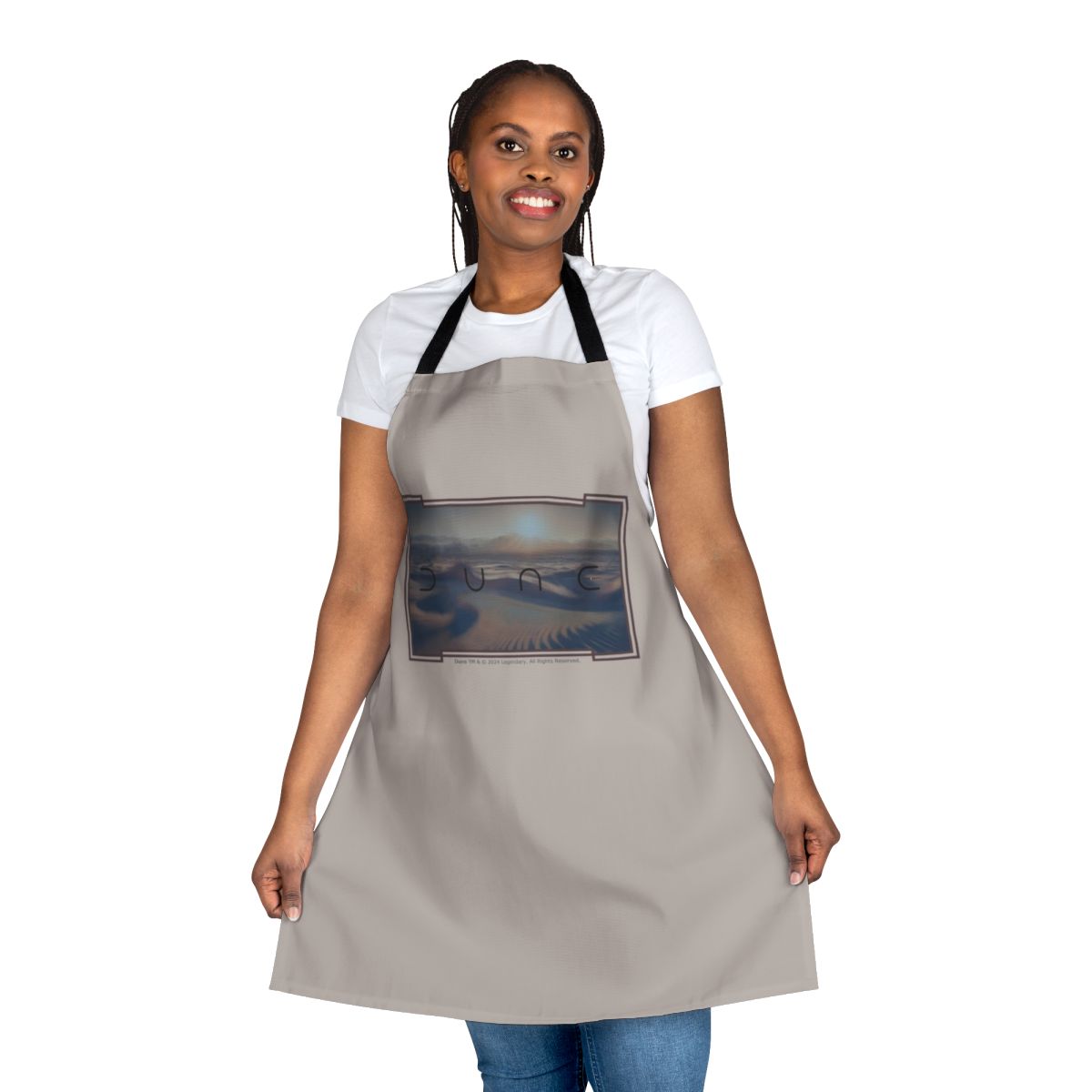 Dune-themed apron featuring a beige and neutral color palette inspired by the sci-fi epic movie.