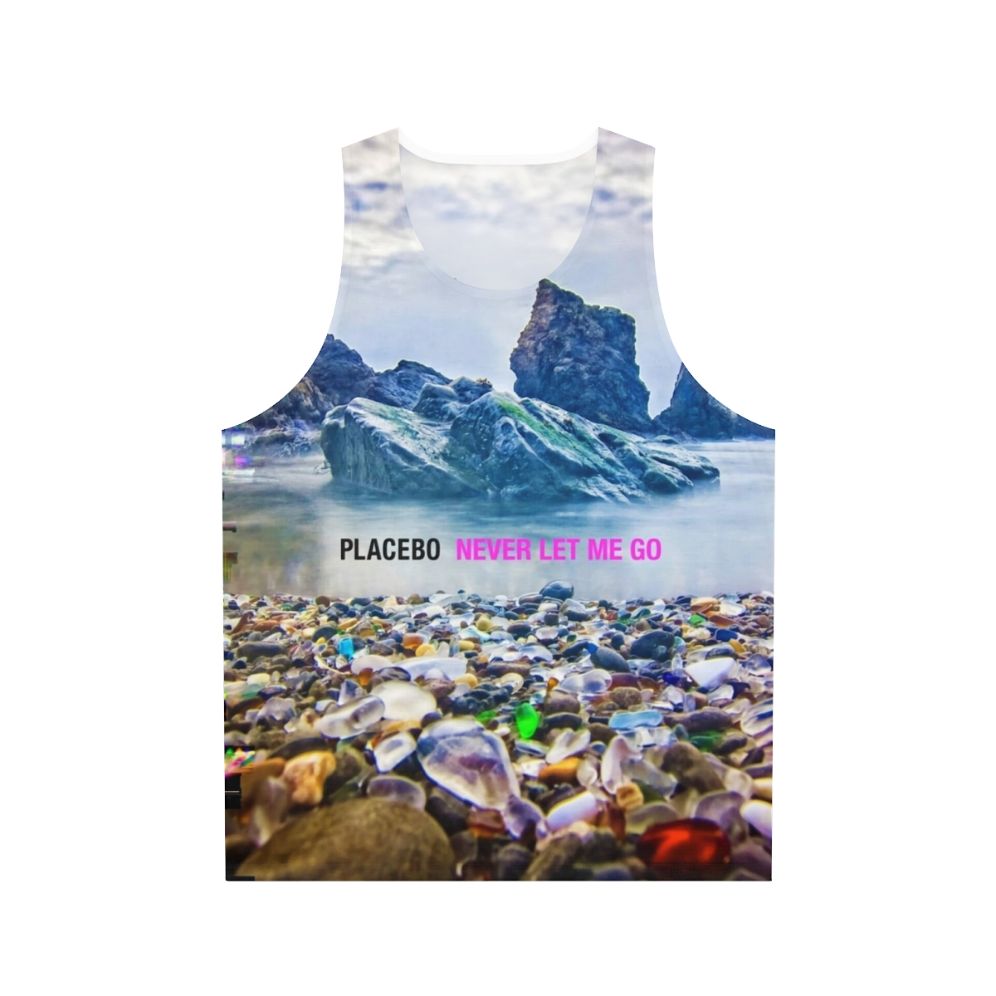 "Never Let Me Go" unisex tank top with contemporary aesthetic