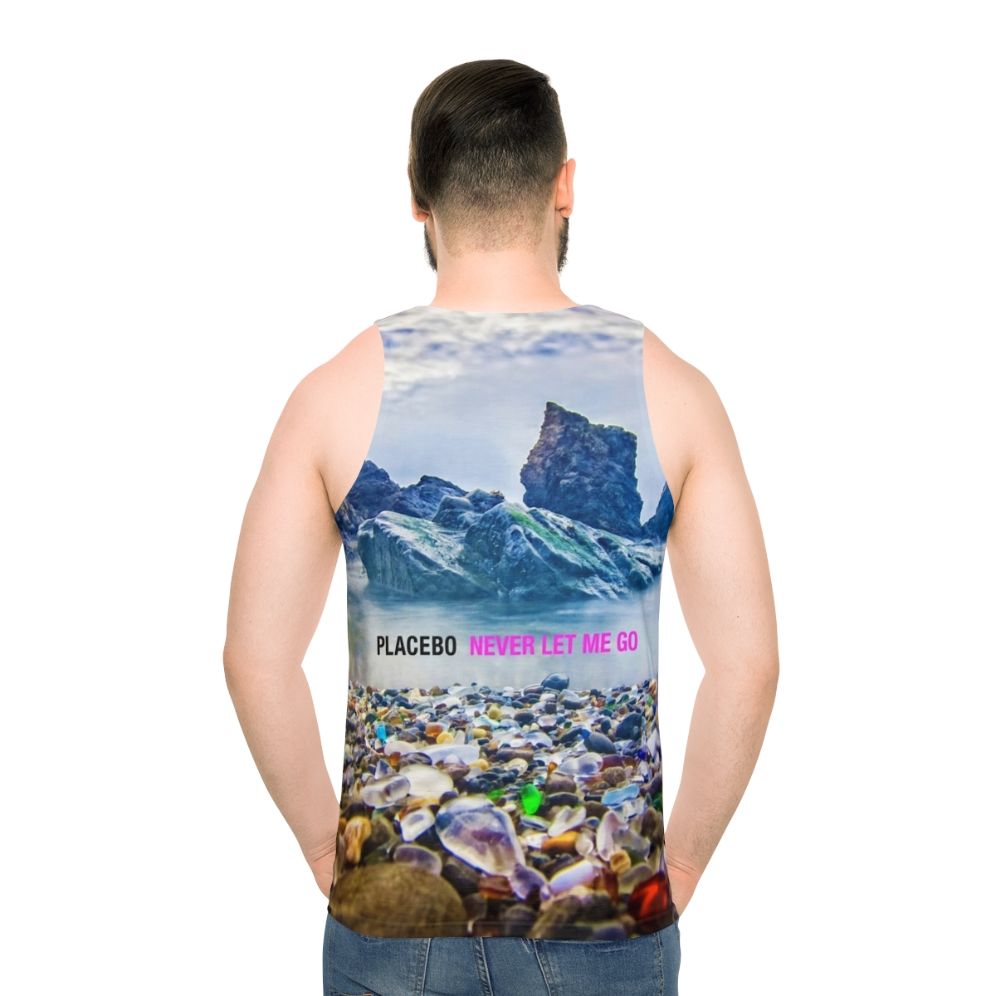 "Never Let Me Go" unisex tank top with contemporary aesthetic