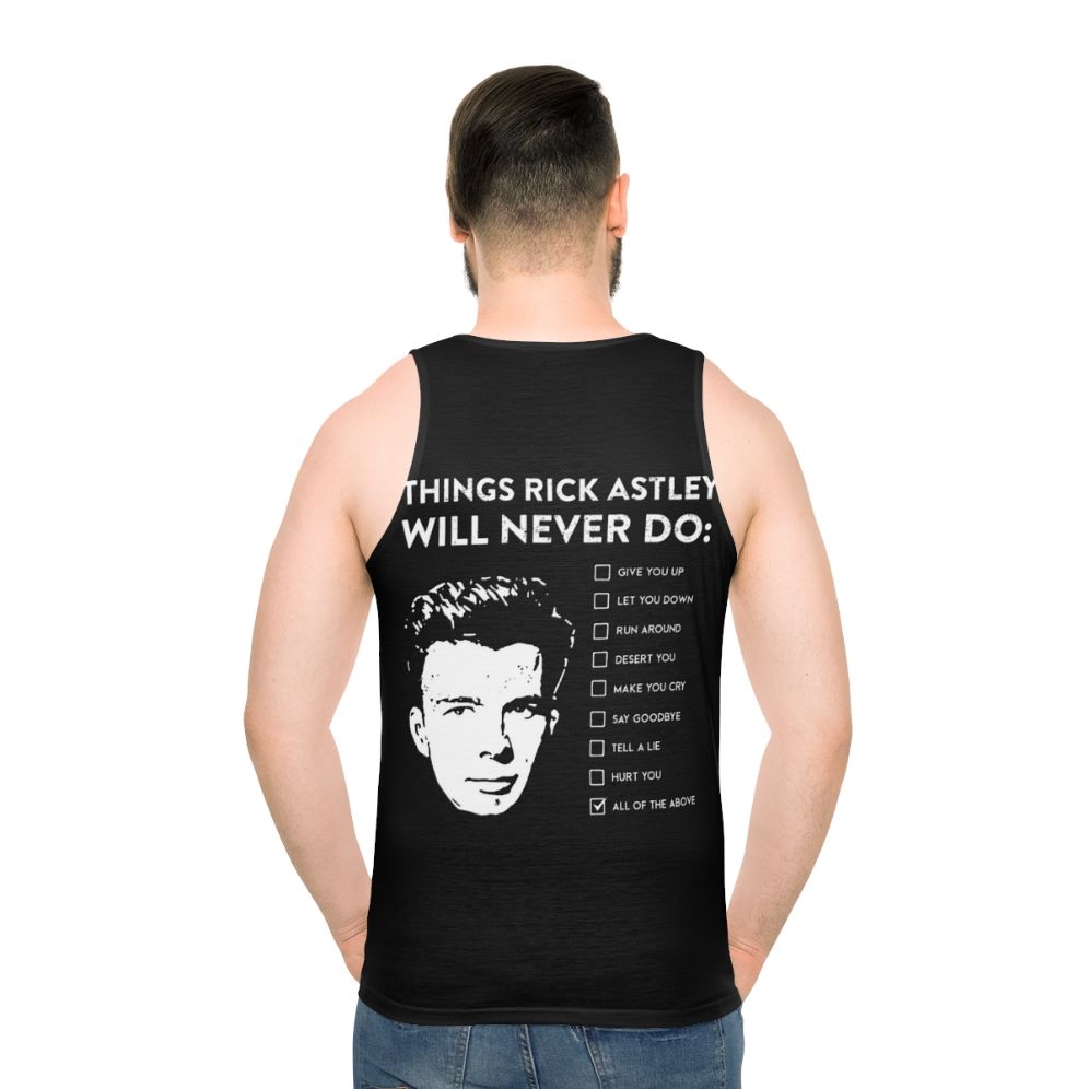 Unisex tank top with funny Rick Astley lyrics