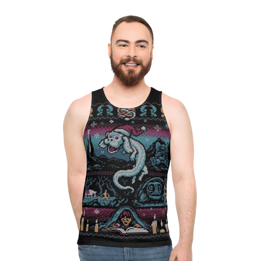 Neverending Christmas Unisex Tank Top with Falkor the Luckdragon Design