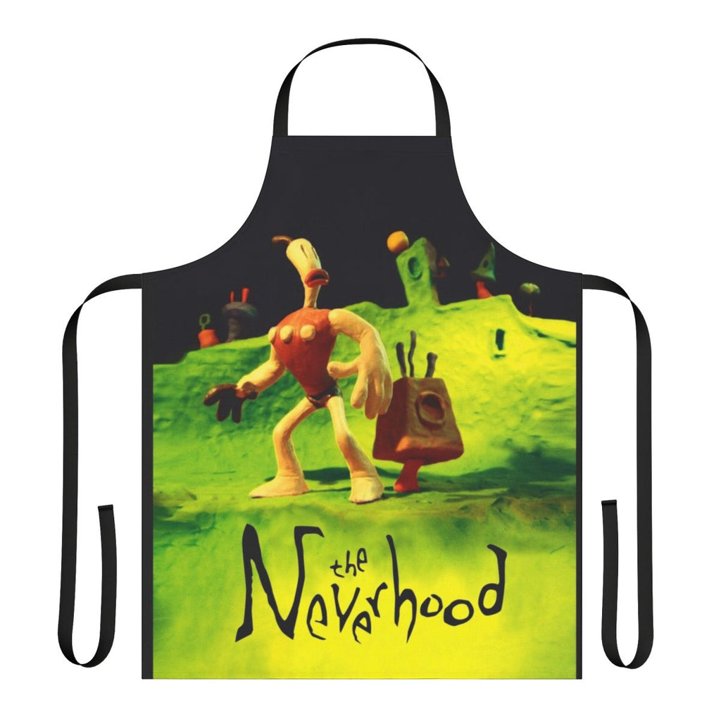 Neverhood-inspired high contrast apron with pixel art design