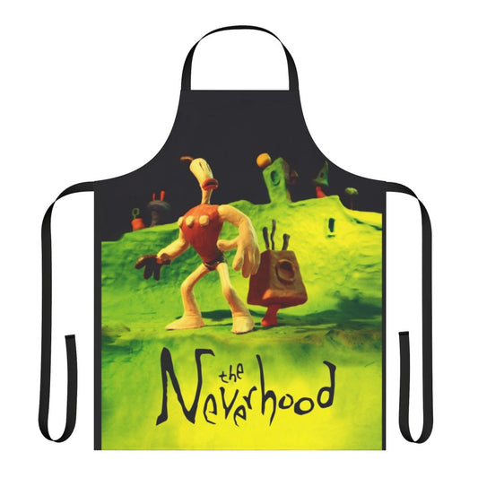 Neverhood-inspired high contrast apron with pixel art design
