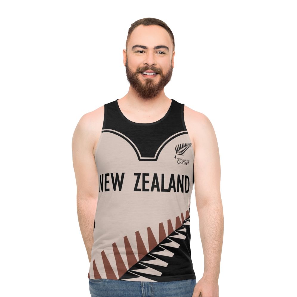 New Zealand Cricket Unisex Black and White Tank Top