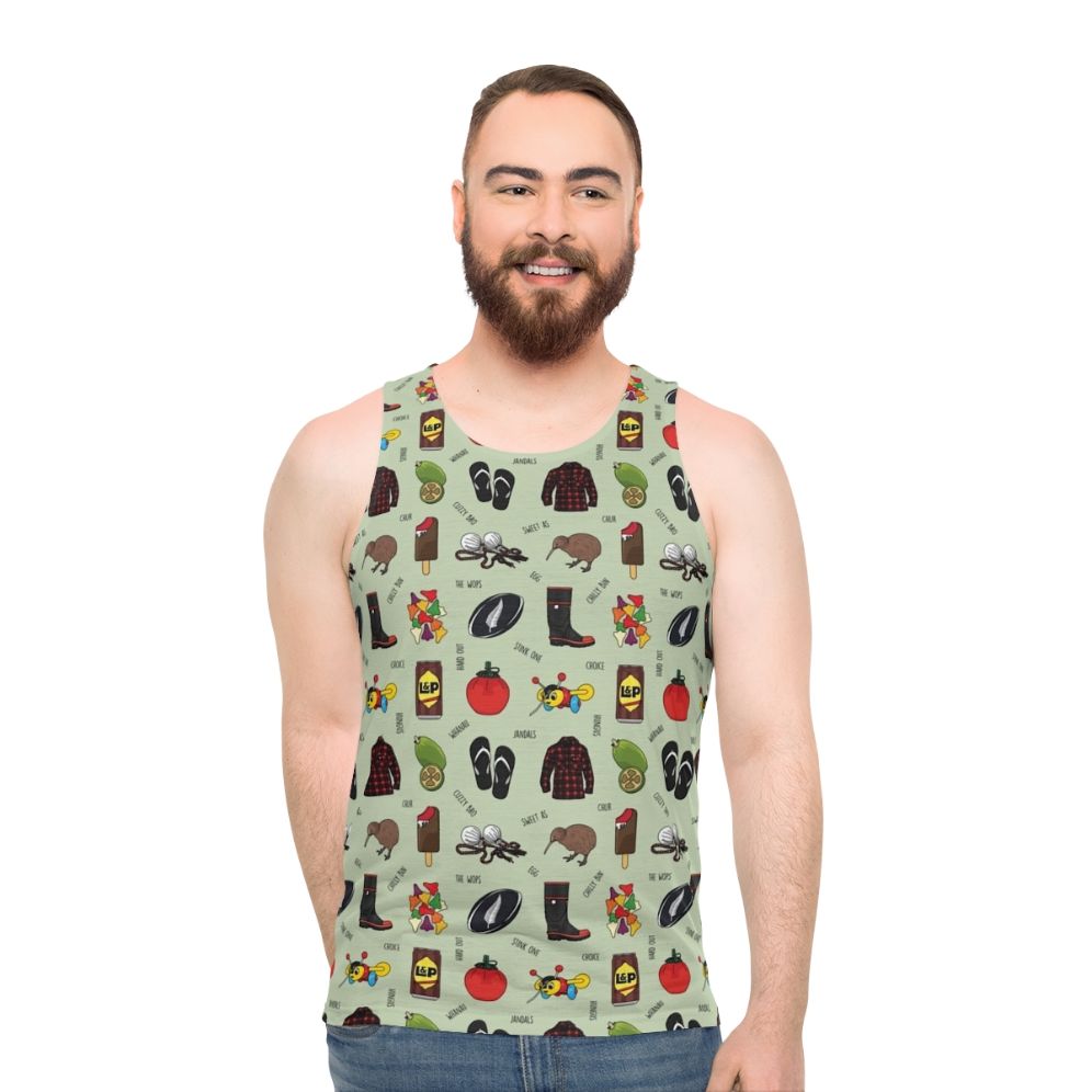 New Zealand Kiwiana Unisex Black Tank Top