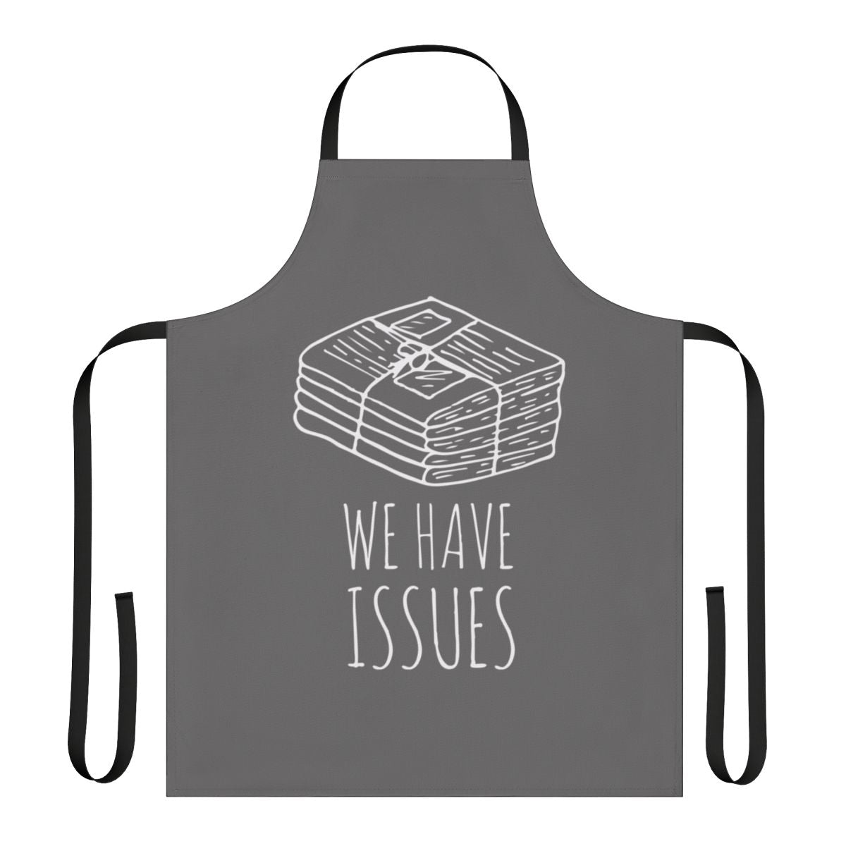 Newspapers-Inspired Apron featuring a "We Have Issues" design for journalists, reporters, and news media enthusiasts
