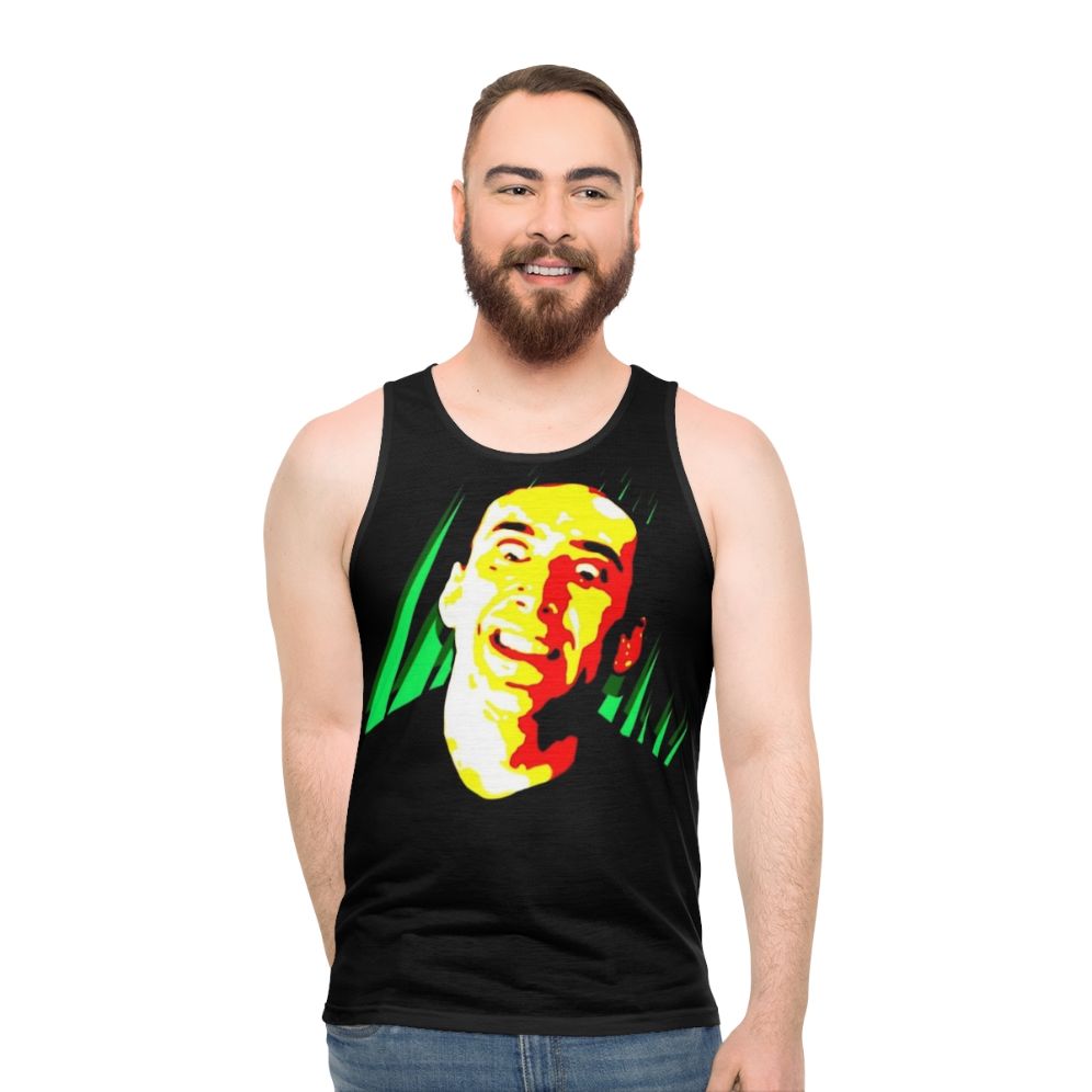 Nicholas Cage Unisex Tank Top with Creepy Smile