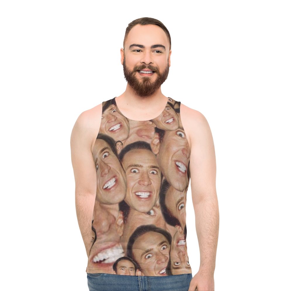 Nicolas Cage Collage Design Unisex Tank Top