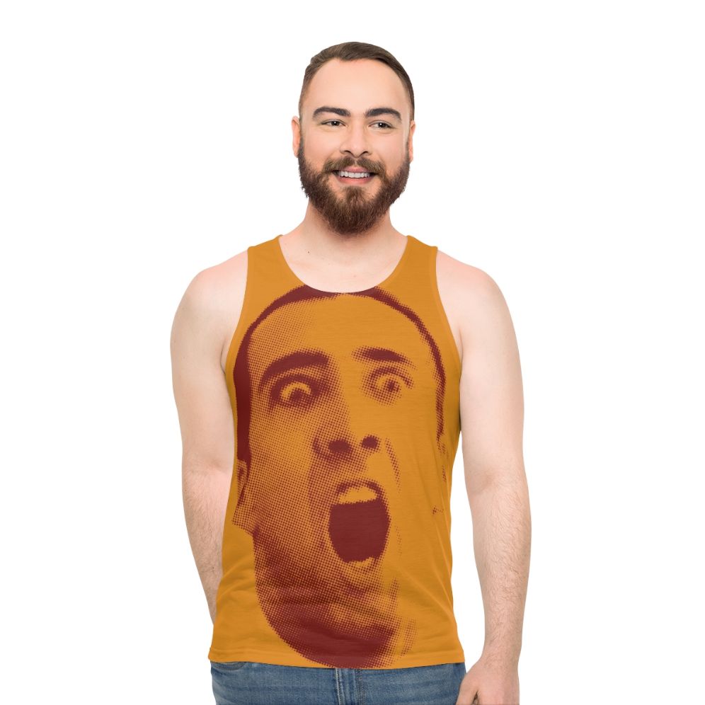Nicolas Cage Unisex Tank Top featuring pop art design