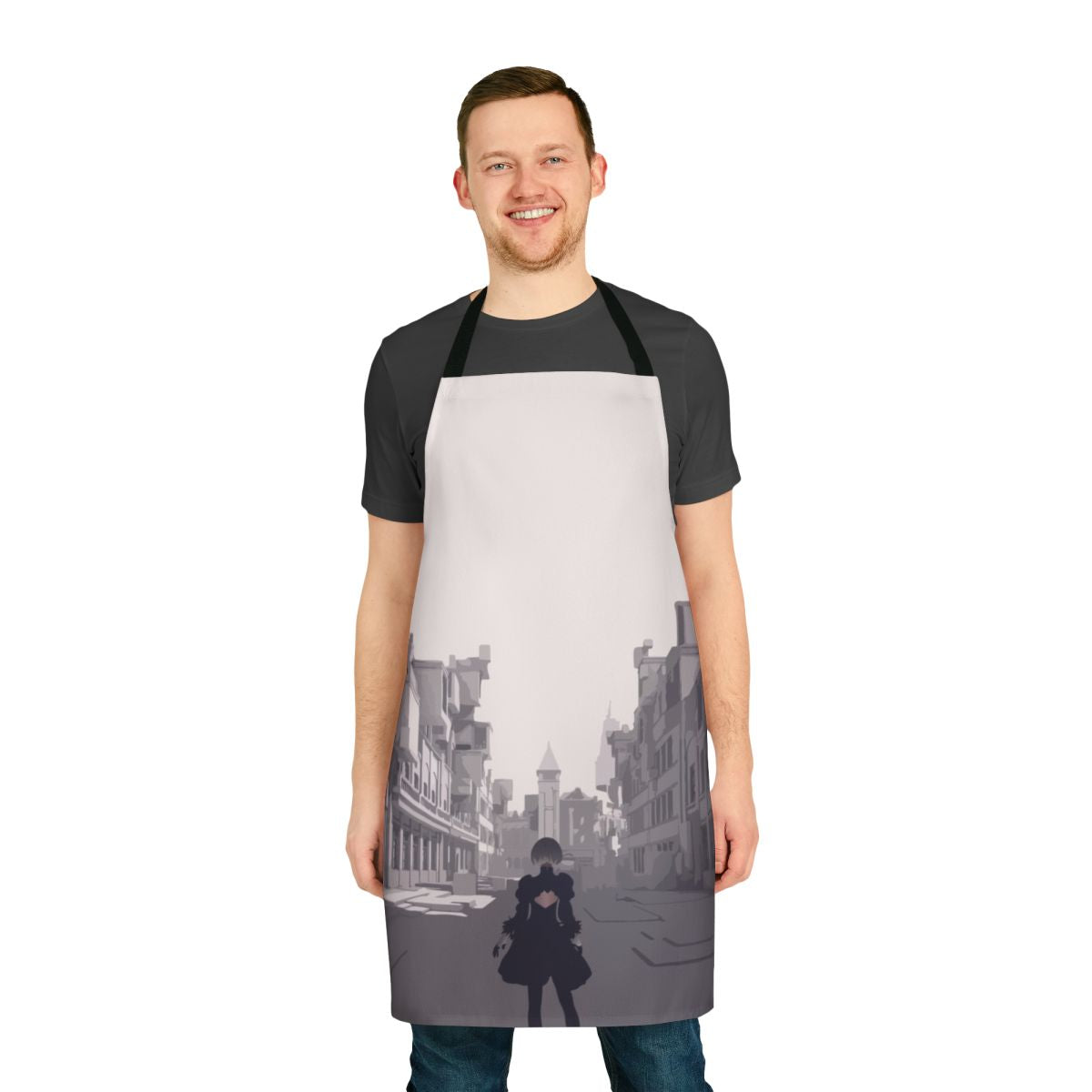 Nier Automata inspired apron featuring the Copied City design