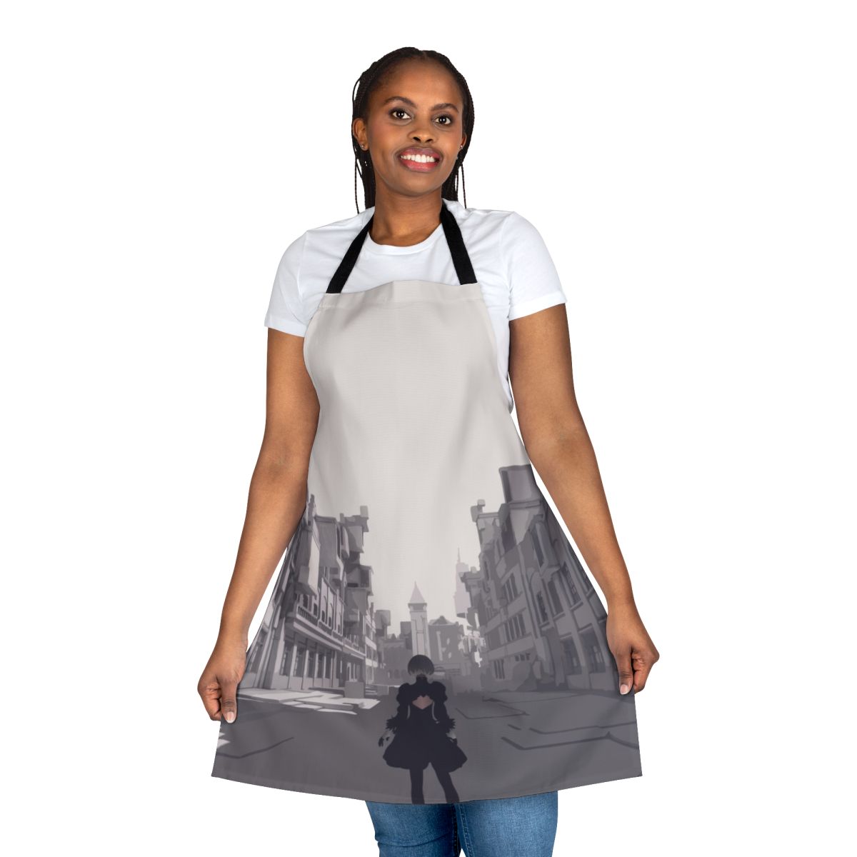 Nier Automata inspired apron featuring the Copied City design