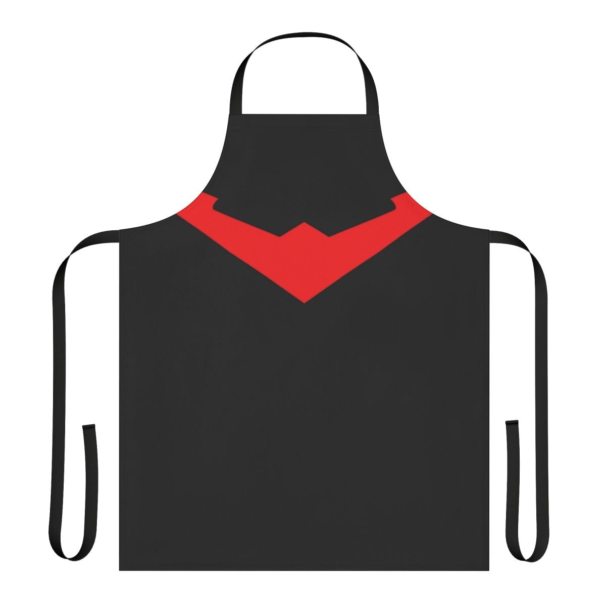 A high-quality red and blue kitchen apron featuring the Nightwing logo, perfect for DC comics fans.