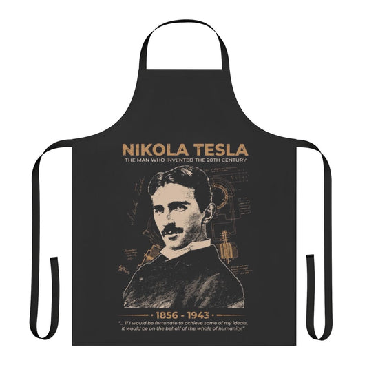 Nikola Tesla inspired apron featuring his famous quotes and scientific elements