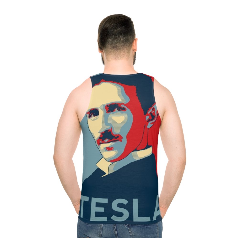 Nikola Tesla Unisex Tank Top featuring a Tesla coil design