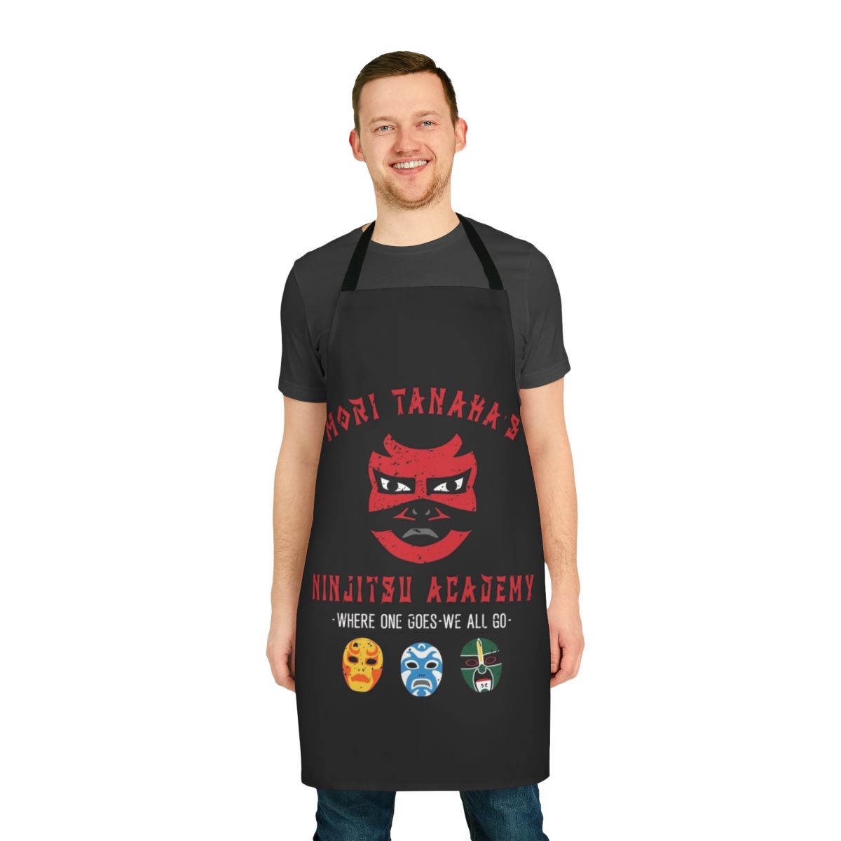 Ninja-inspired apron with 3 Ninjas graphics