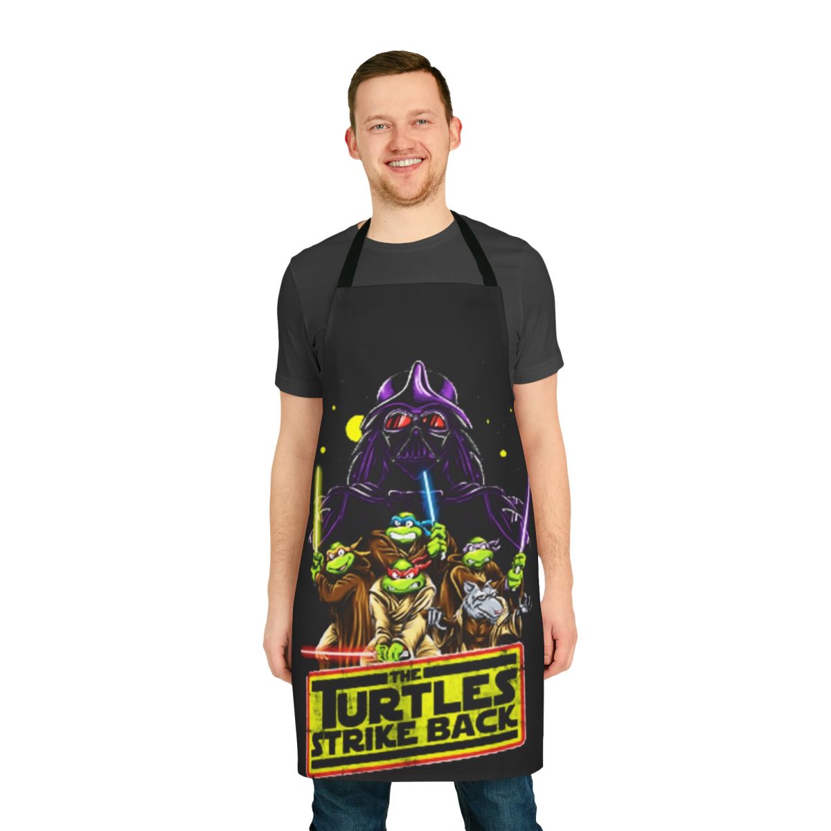 Ninja turtles inspired kitchen apron with cartoon characters