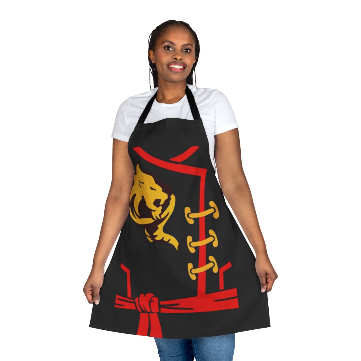 Ninjago-inspired apron featuring Kai Smith's iconic design