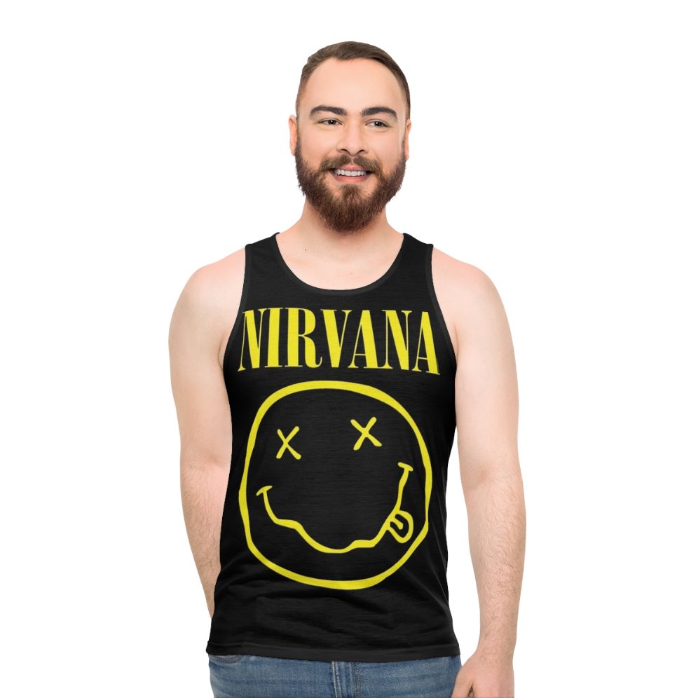 Nirvana yellow happy face unisex tank top