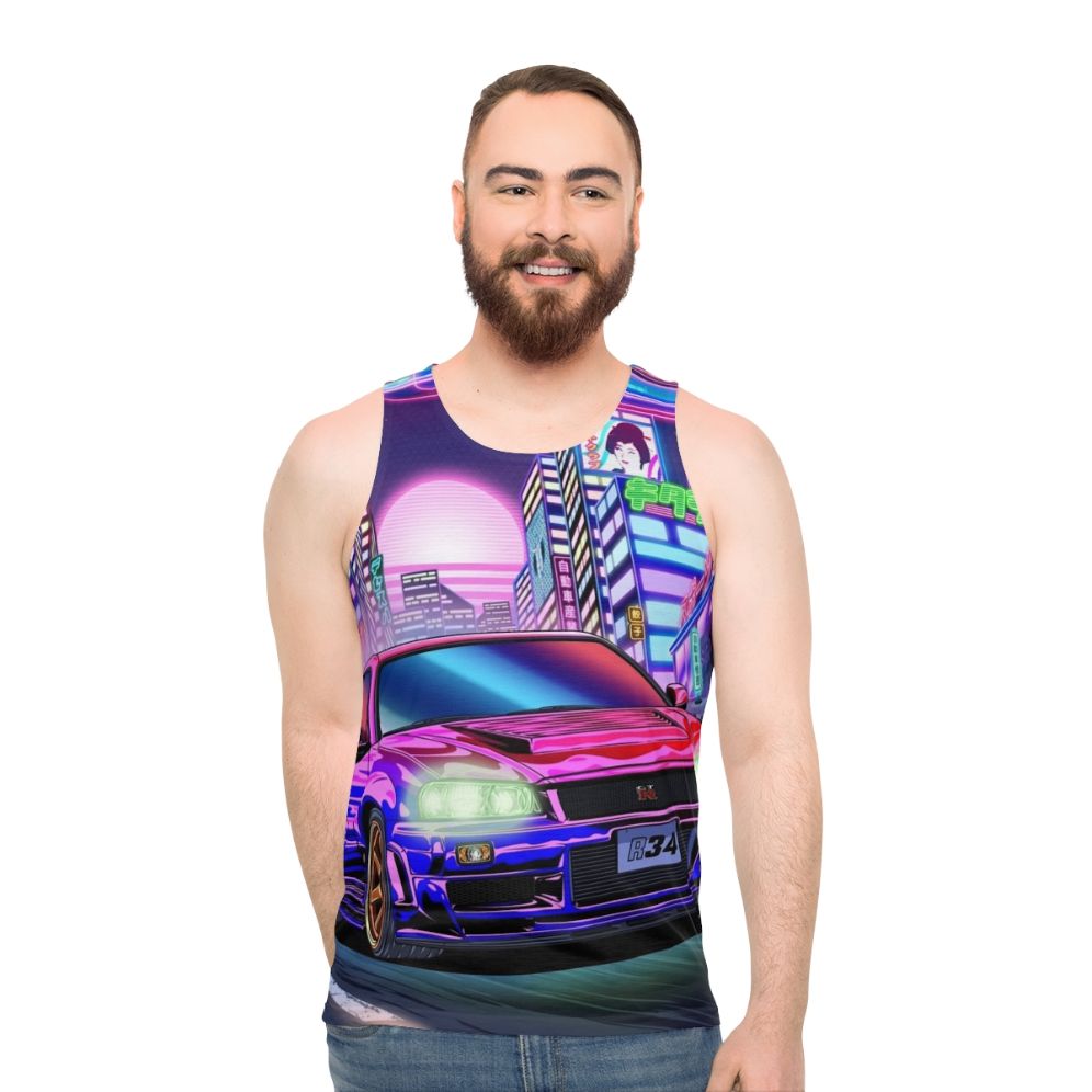 Nissan Skyline GTR R34 Vaporwave Unisex Tank Top
