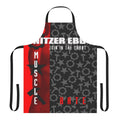 Nitzer Ebb-inspired chant apron with text "Muscle and Hate"