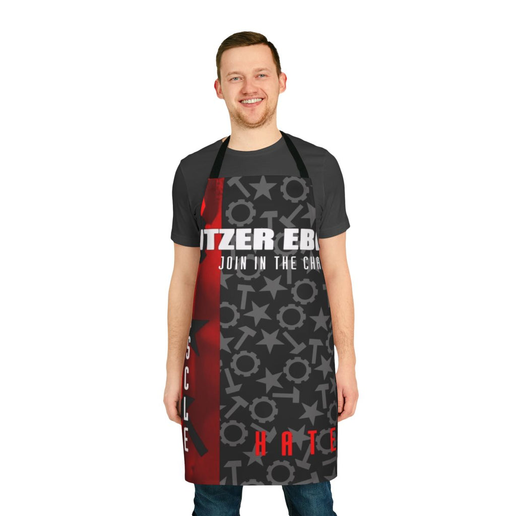 Nitzer Ebb-inspired chant apron with text "Muscle and Hate"