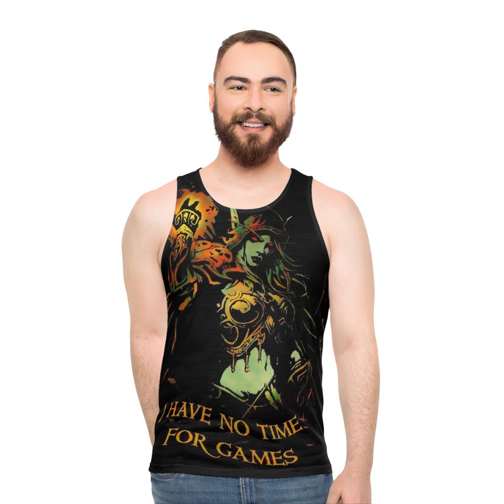 Unisex tank top with Sylvanas Windrunner inspired design