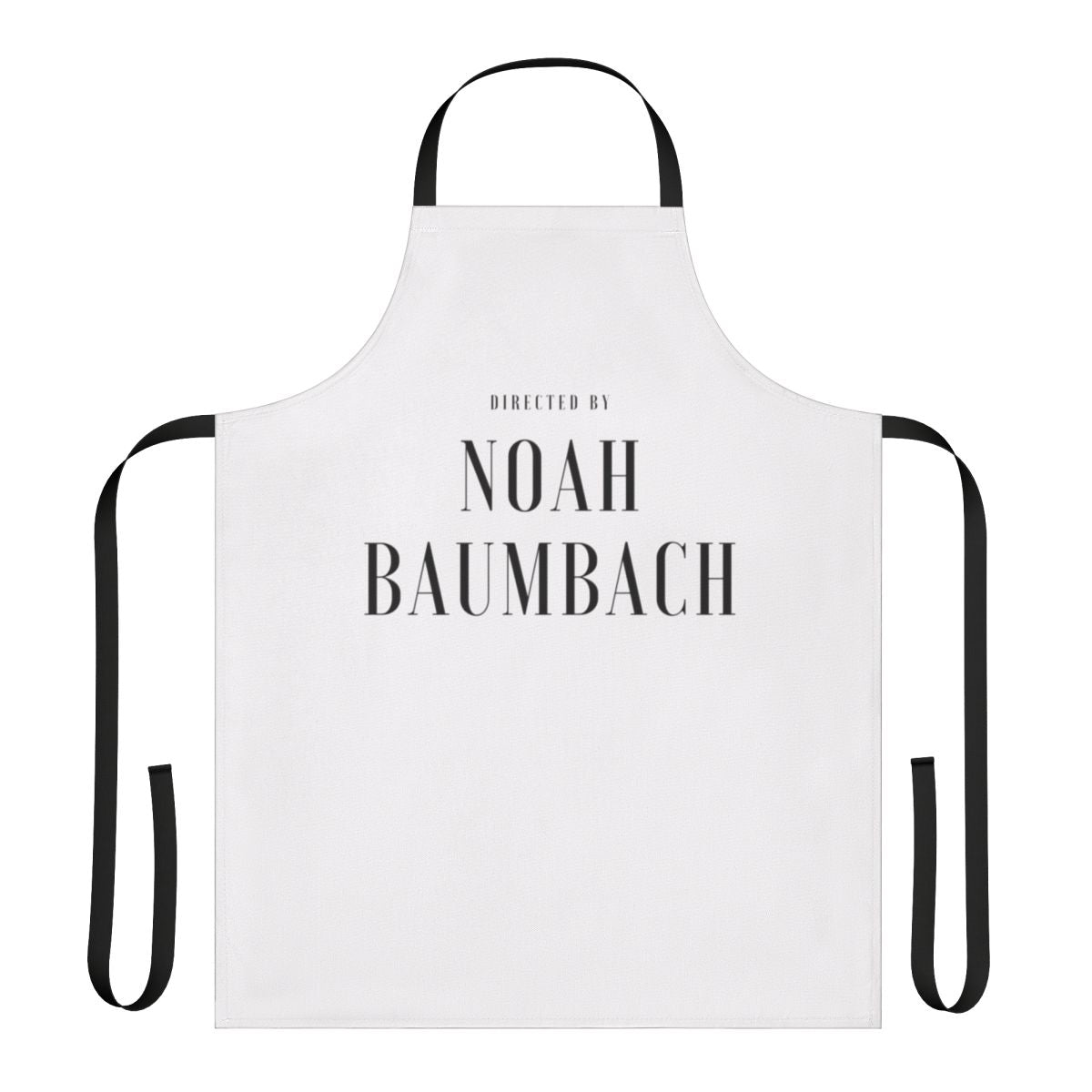 Stylish apron featuring the name of acclaimed film director Noah Baumbach