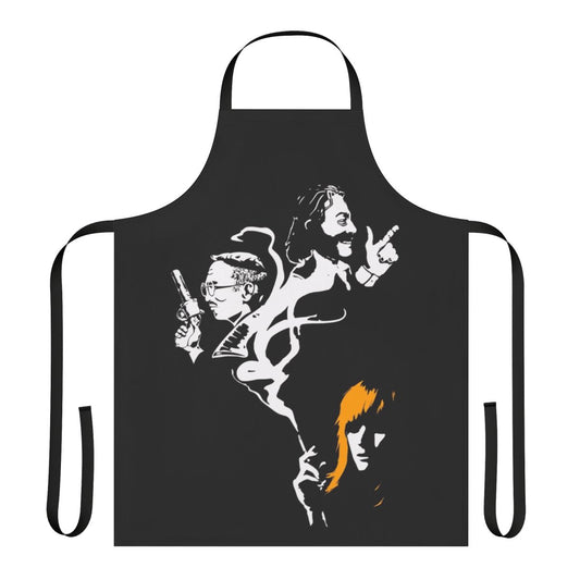 Noir-themed Disco Elysium inspired apron featuring moody black and smoke design