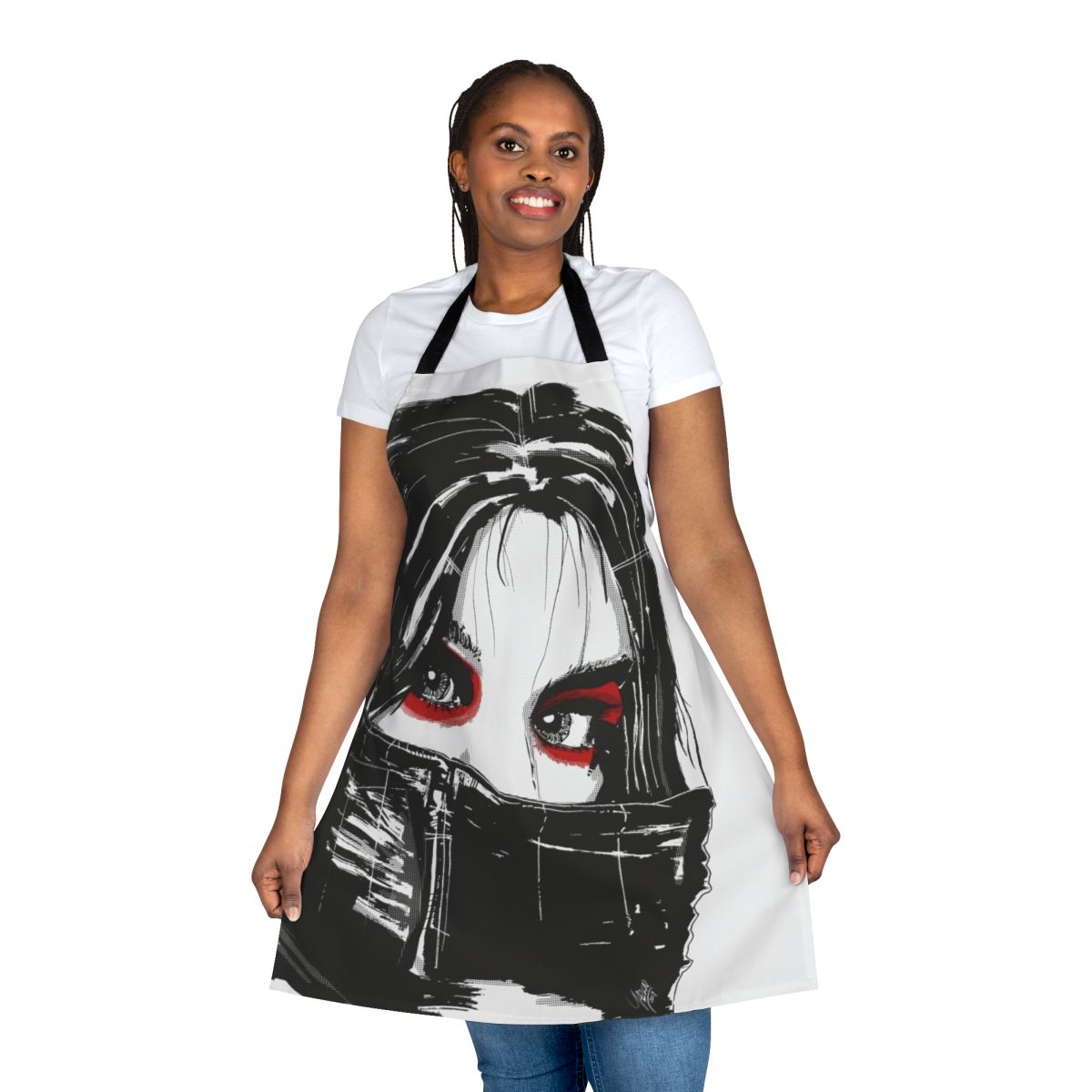 Monochrome artistic portrait of a woman on a black apron, perfect for fans of the "Vengeance Trilogy" and Korean cult films.