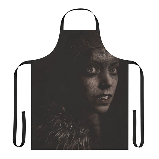 Hellblade Senua-inspired apron with Nordic design, perfect for gaming, cooking, and cosplay