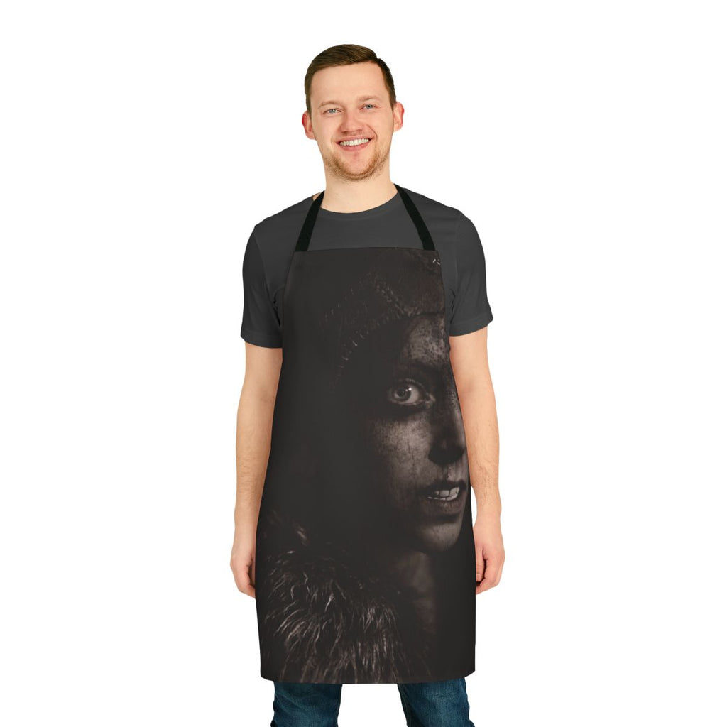 Hellblade Senua-inspired apron with Nordic design, perfect for gaming, cooking, and cosplay