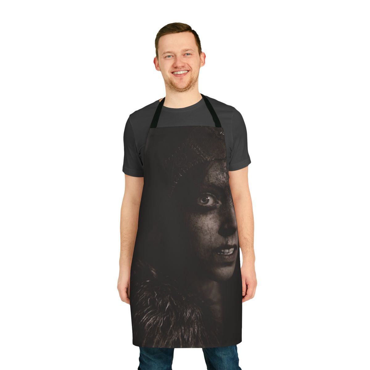 Hellblade Senua-inspired apron with Nordic design, perfect for gaming, cooking, and cosplay