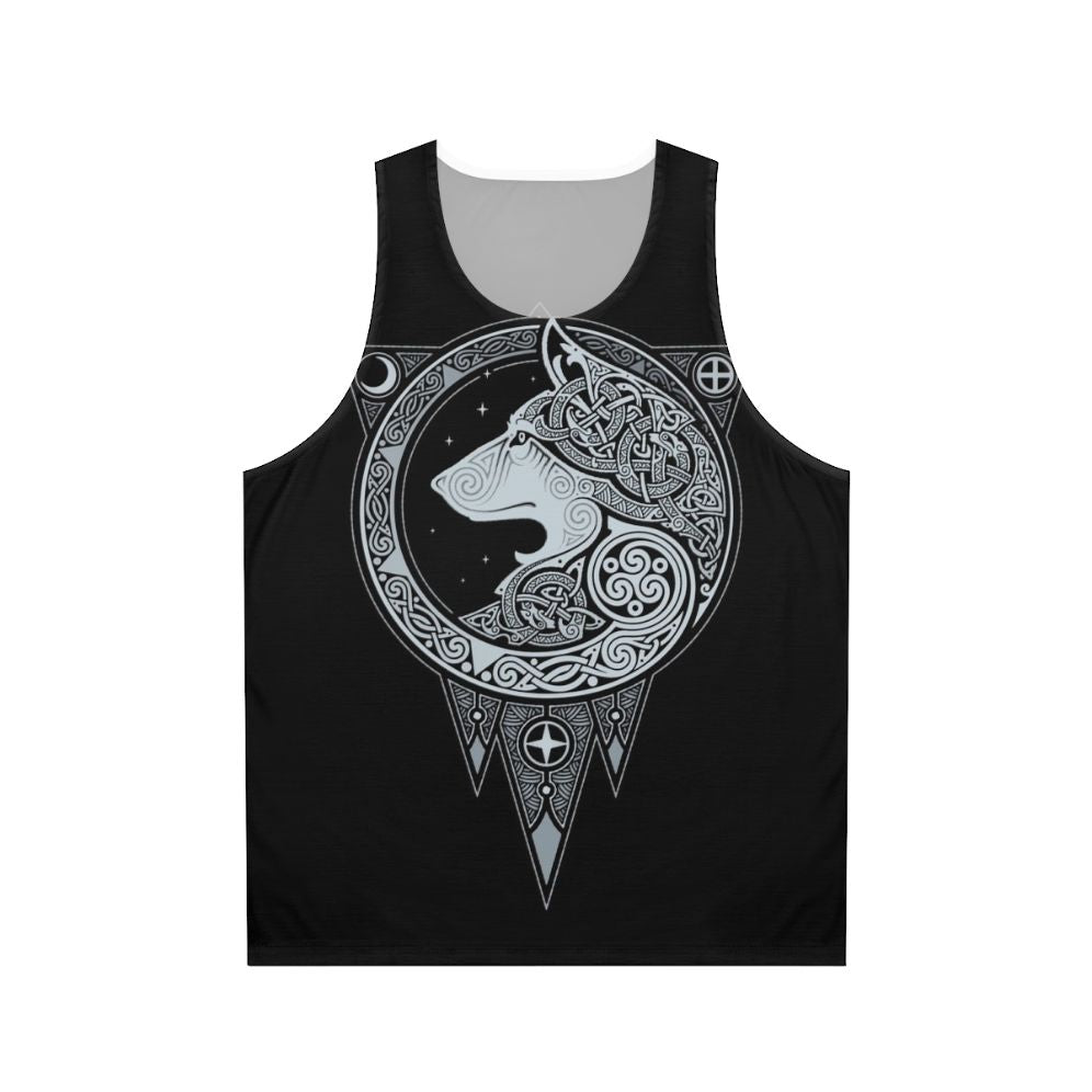 Norse mythology inspired unisex tank top with wolf graphic