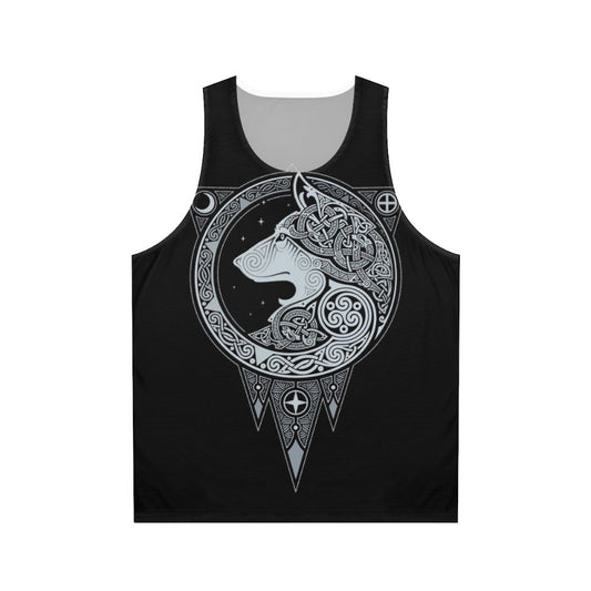 Norse mythology inspired unisex tank top with wolf graphic