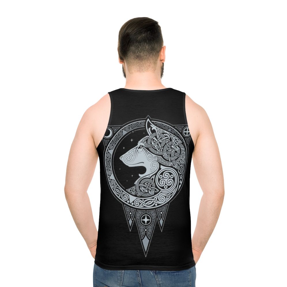 Norse mythology inspired unisex tank top with wolf graphic