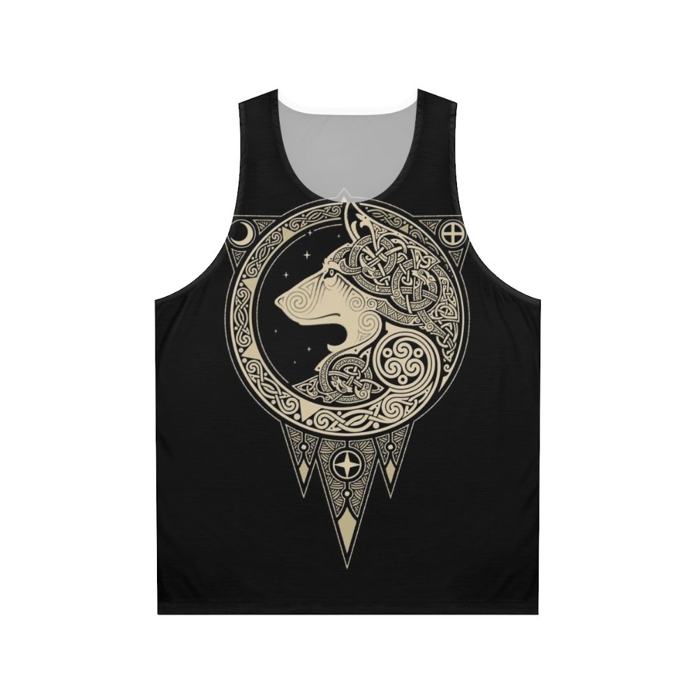 Unisex Norse mythology inspired wolf graphic tank top