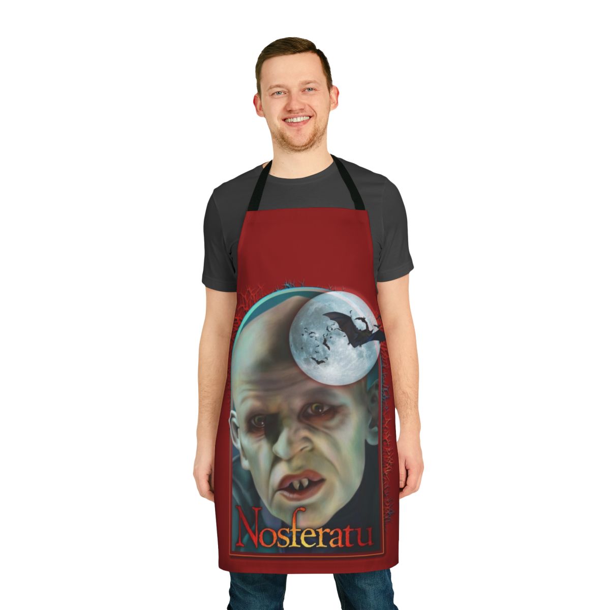 Dark gothic apron featuring the iconic Nosferatu vampire