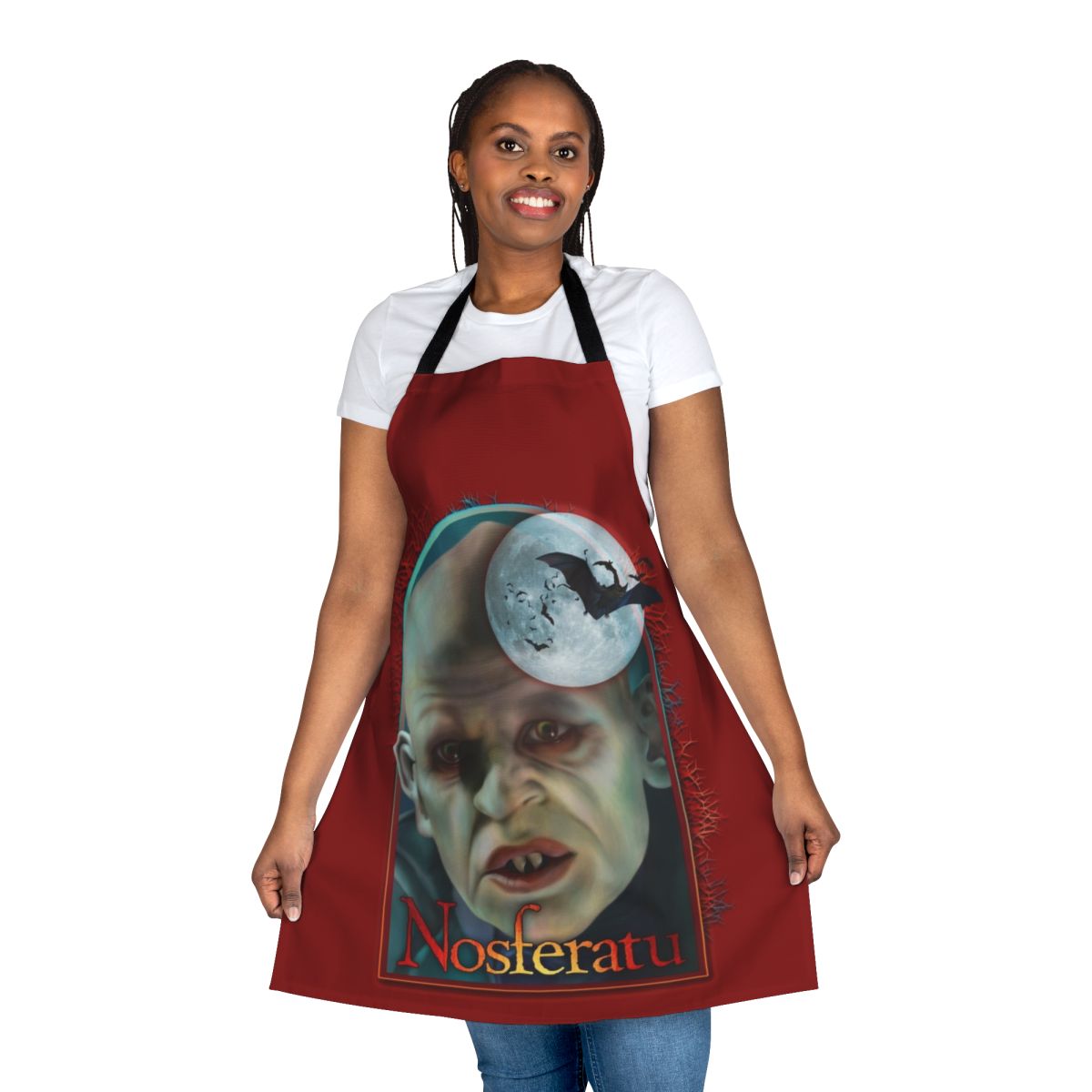 Dark gothic apron featuring the iconic Nosferatu vampire