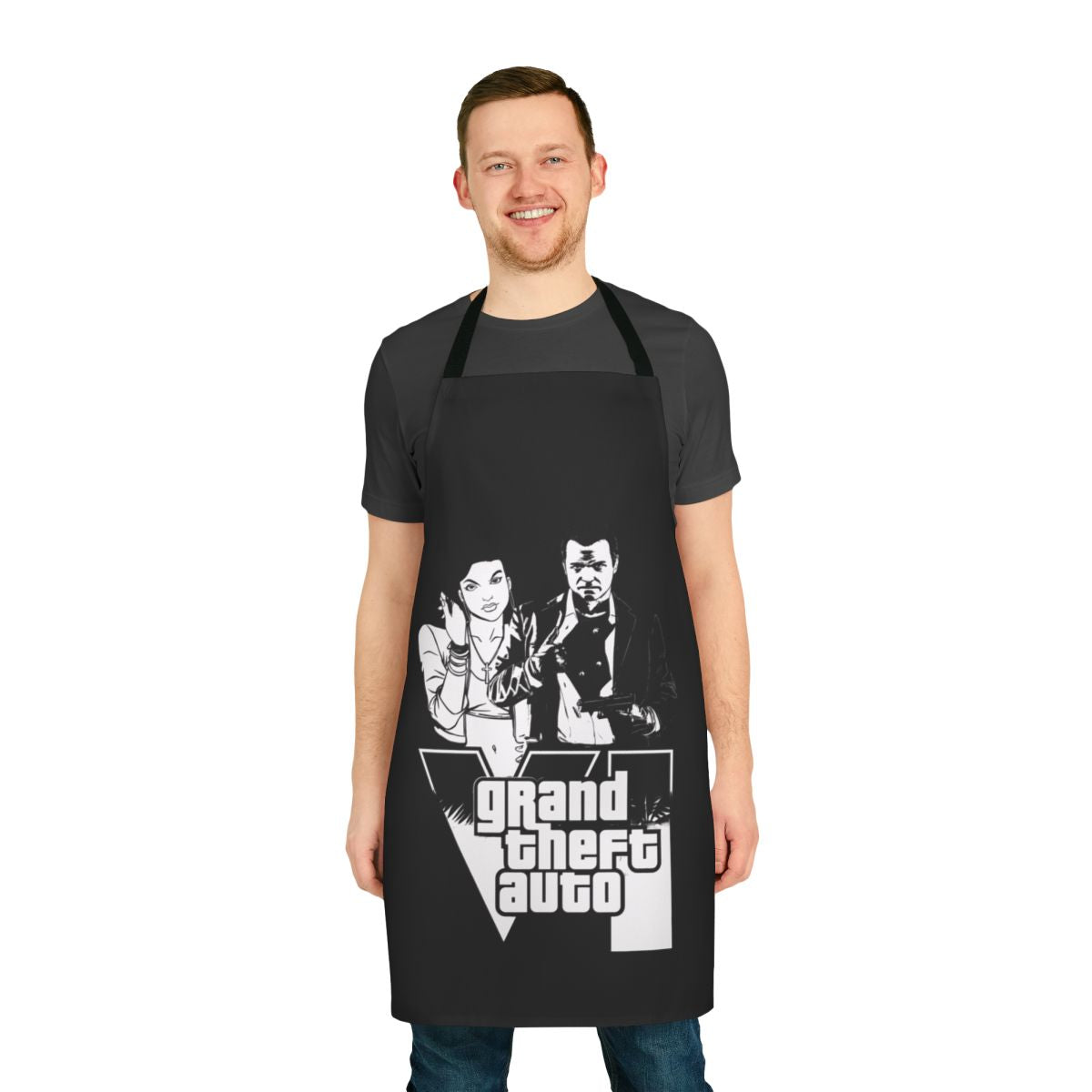 Apron featuring classic Grand Theft Auto gaming design
