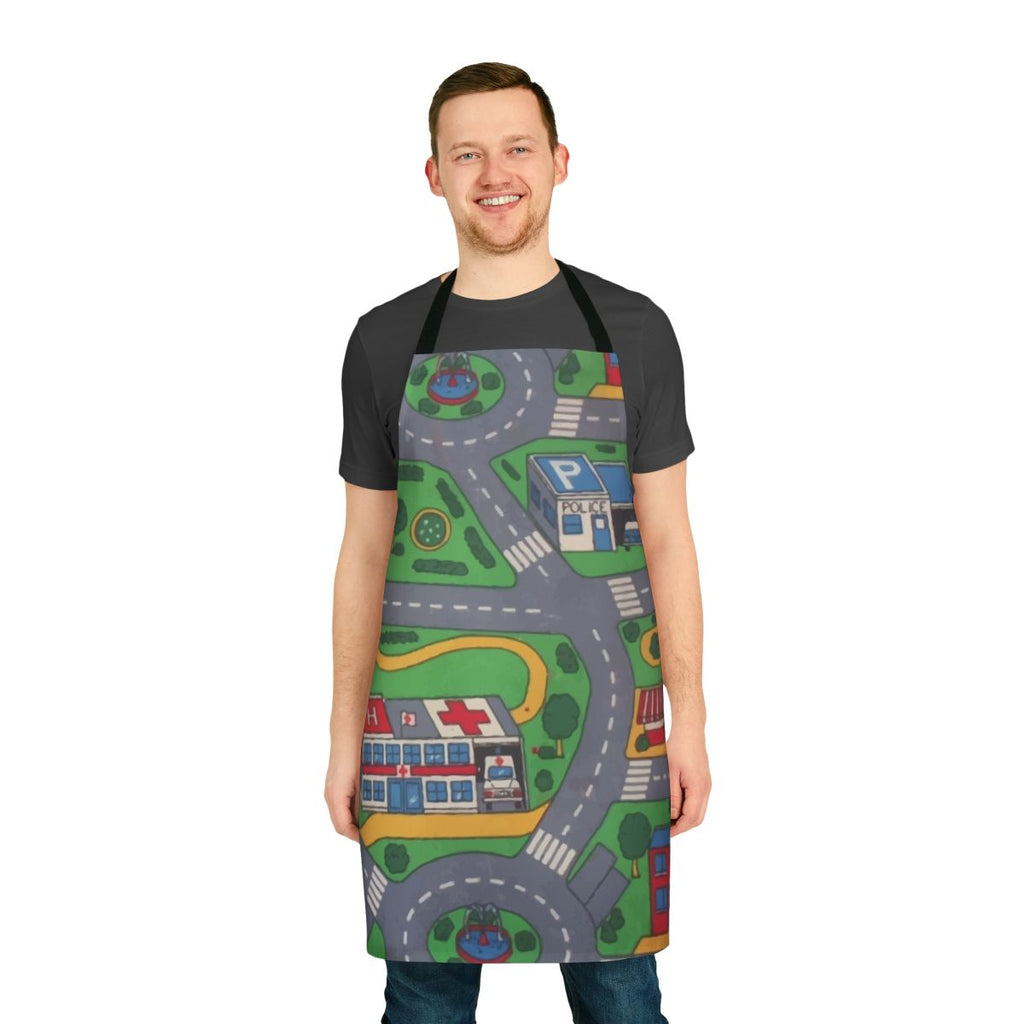 Playmat-inspired apron for nostalgic gaming and cooking experiences