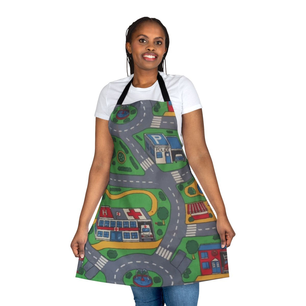 Playmat-inspired apron for nostalgic gaming and cooking experiences