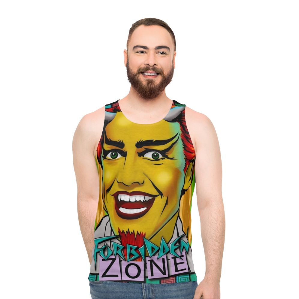 Unisex tank top with Forbidden Zone pop culture fanart design