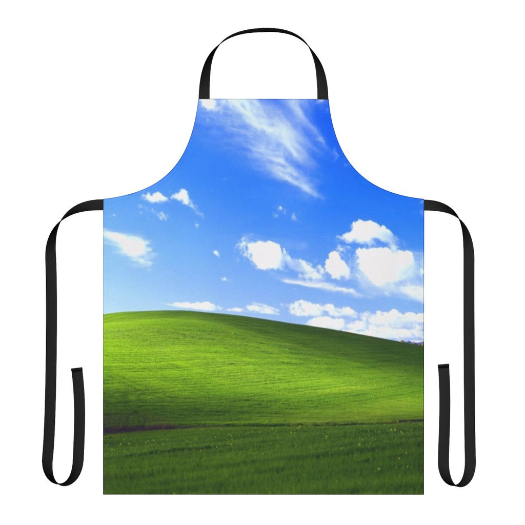 Windows XP default desktop background printed on a high-quality kitchen apron