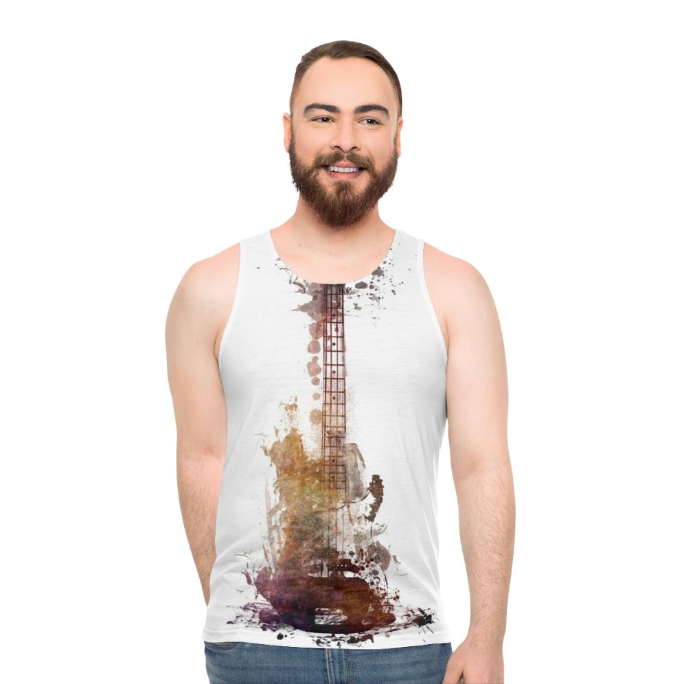 Nostalgy Watercolor Guitar Unisex Tank Top
