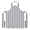 Retro-style apron with bold text and trippy graphic design