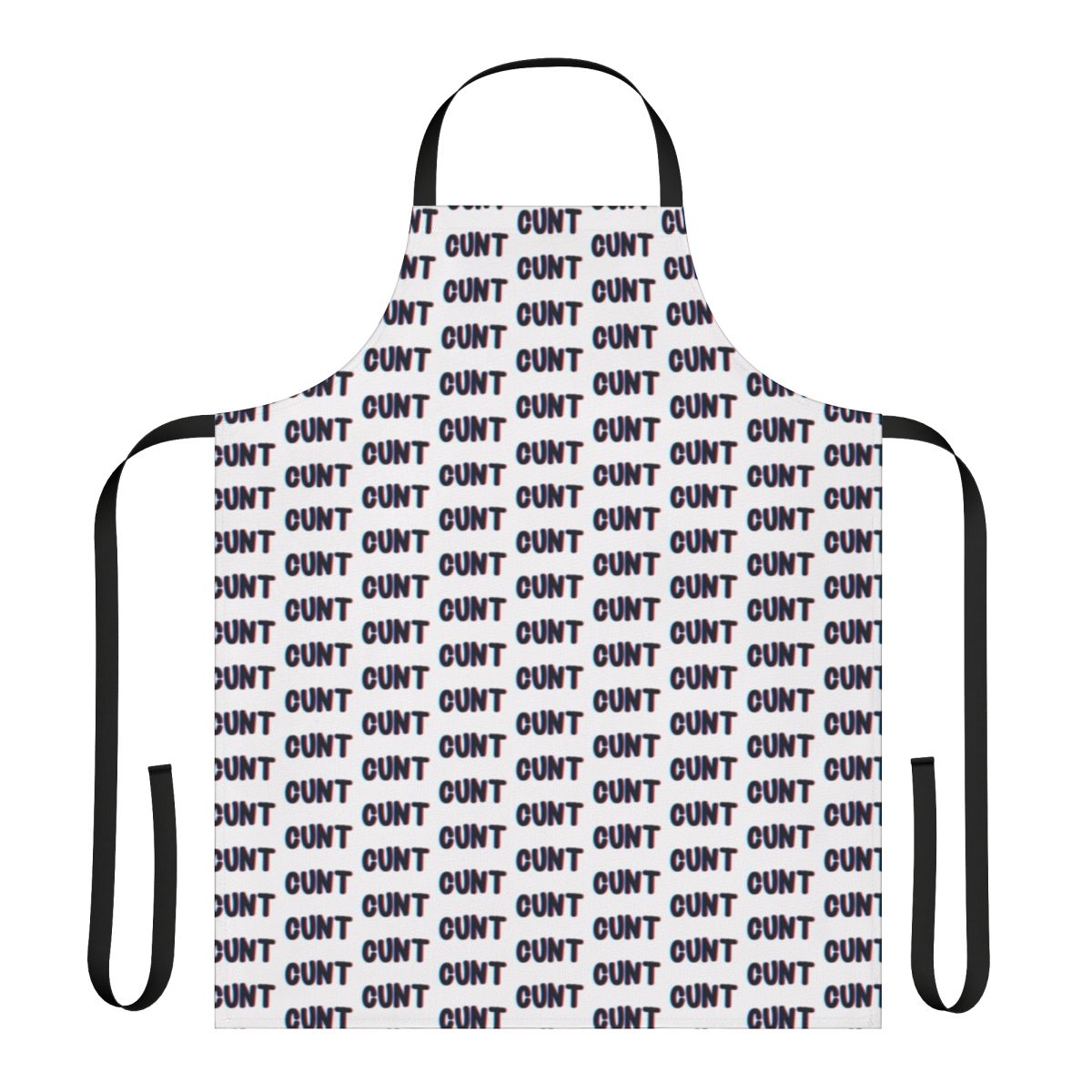 Retro-style apron with bold text and trippy graphic design
