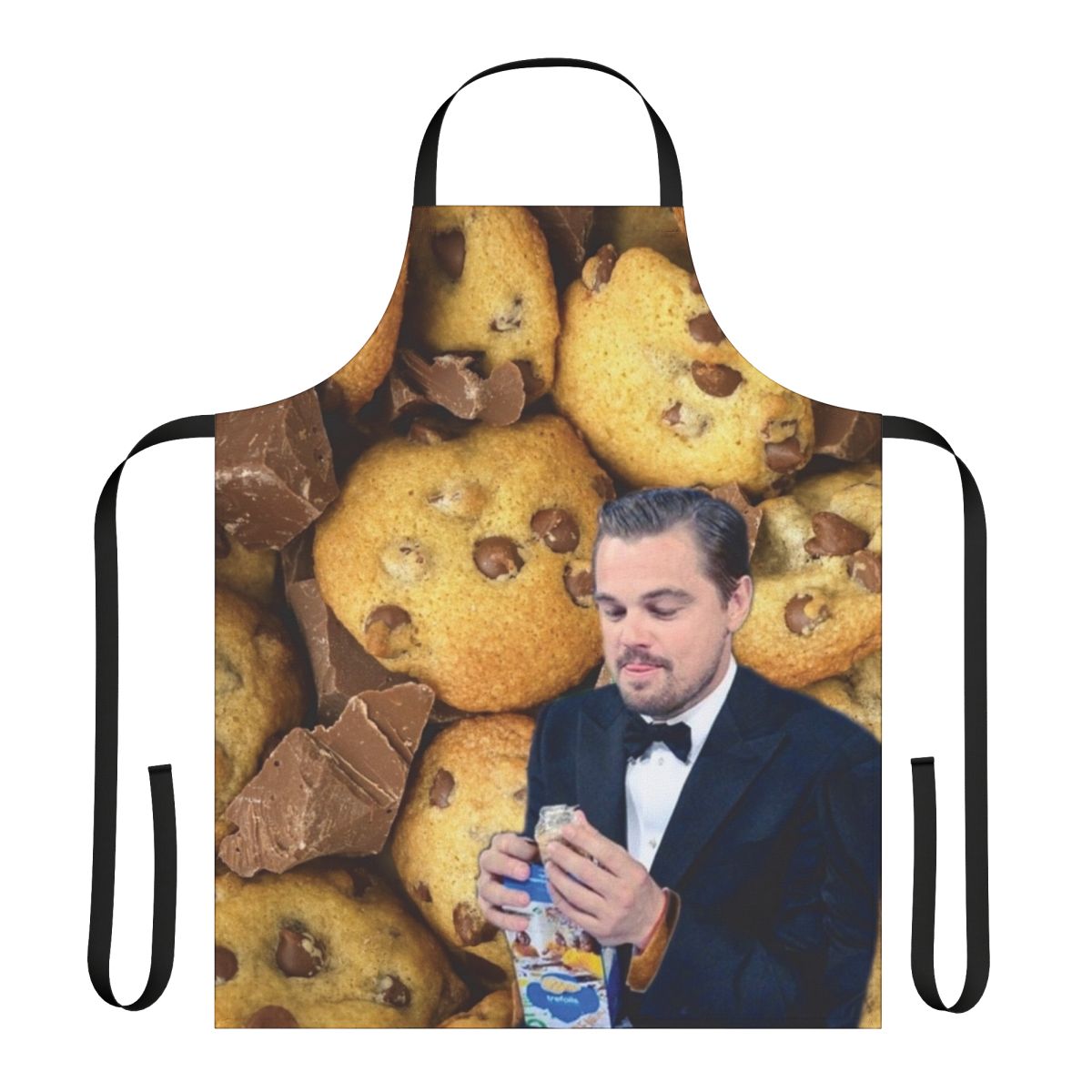 Novelty cookie apron featuring a fun Leonardo DiCaprio graphic