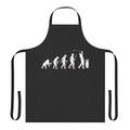 Funny apron featuring the evolution of golf from caveman to modern golfer