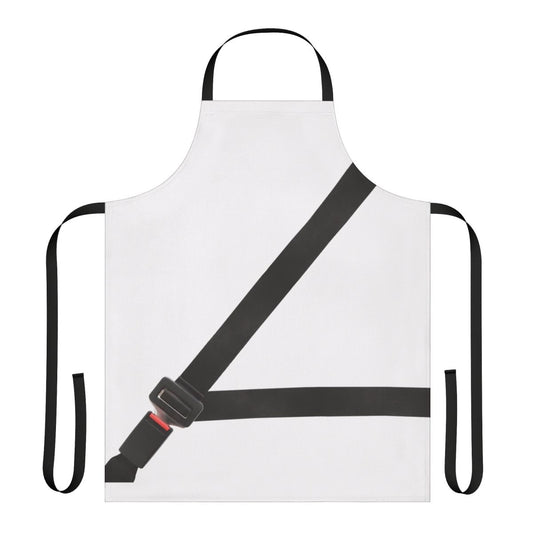 Novelty fake seatbelt apron for car safety and accident prevention